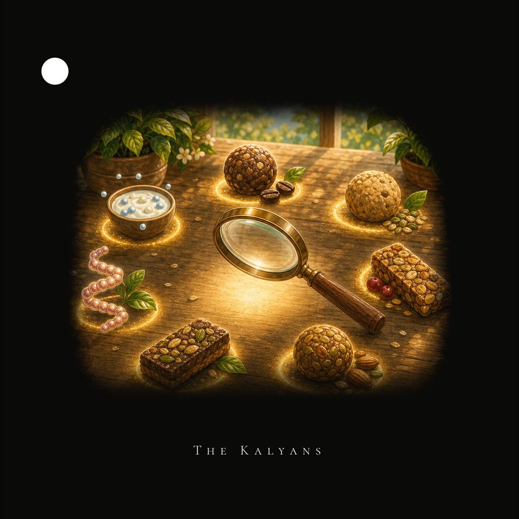 The Kalyans Codex illustration for Functional Snacks: Collagen, Probiotics, Caffeine, and Claims